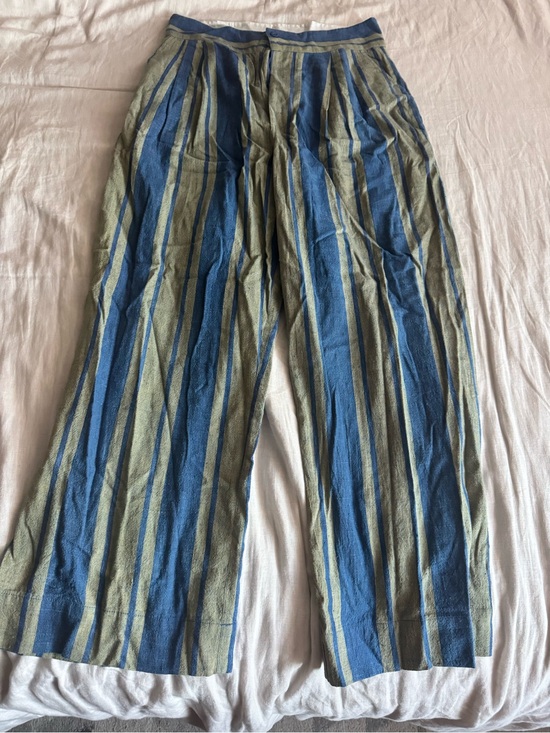 Ace & Jig Pants - Striped Blue and Olive Wide-Leg Ace&Jig Pants